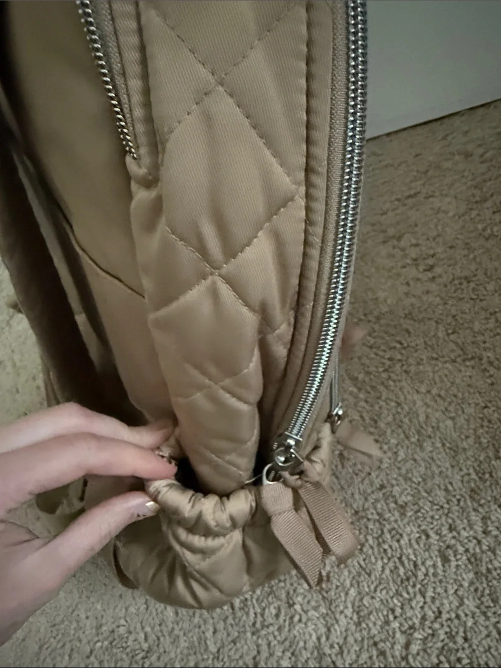 Vera Bradley Quilted Tan Laptop Backpack